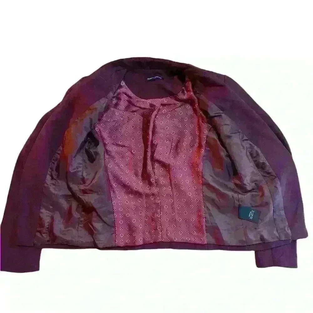 Mario Serrani Maroon Lined Open Front Structured Blazer. Size 4.